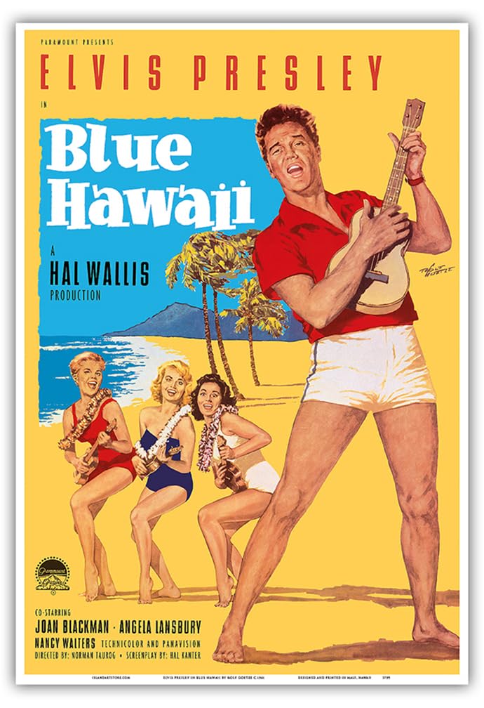 Elvis Presley in Blue Hawaii - Vintage Film Movie Poster by Rolf Goetze c.1961 - Master Art Print (Unframed) 13in x 19in