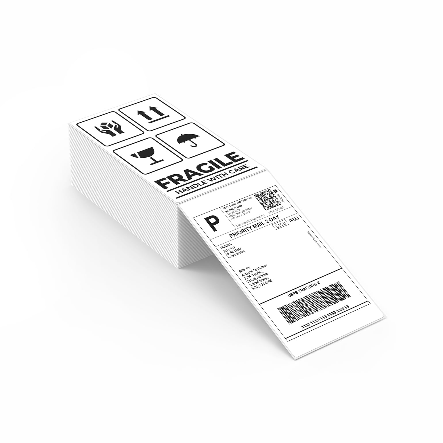 Munbyn 3X5 Inch Thermal Shipping Labels, Fanfold Thermal Printer Labels, Multipurpose Labels For Small Businesses, 3X5 Labels Wh