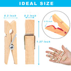1.35 Inch Mini Clothes Pins For Photo?100 Pcs? With 32 Feet Jute Twine,Mini Clothes Pins For Crafts,Wooden Small Clothes Pins Fo