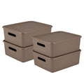 Kolorr Ribbed Baskets Medium Pack Of 4 With 4 Standard Lid (NonAirtight LooseFit Cover) Multipurpose Plastic Storage Baskets F