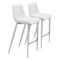 Magnus Bar Chair (Set of 2) White & Silver
