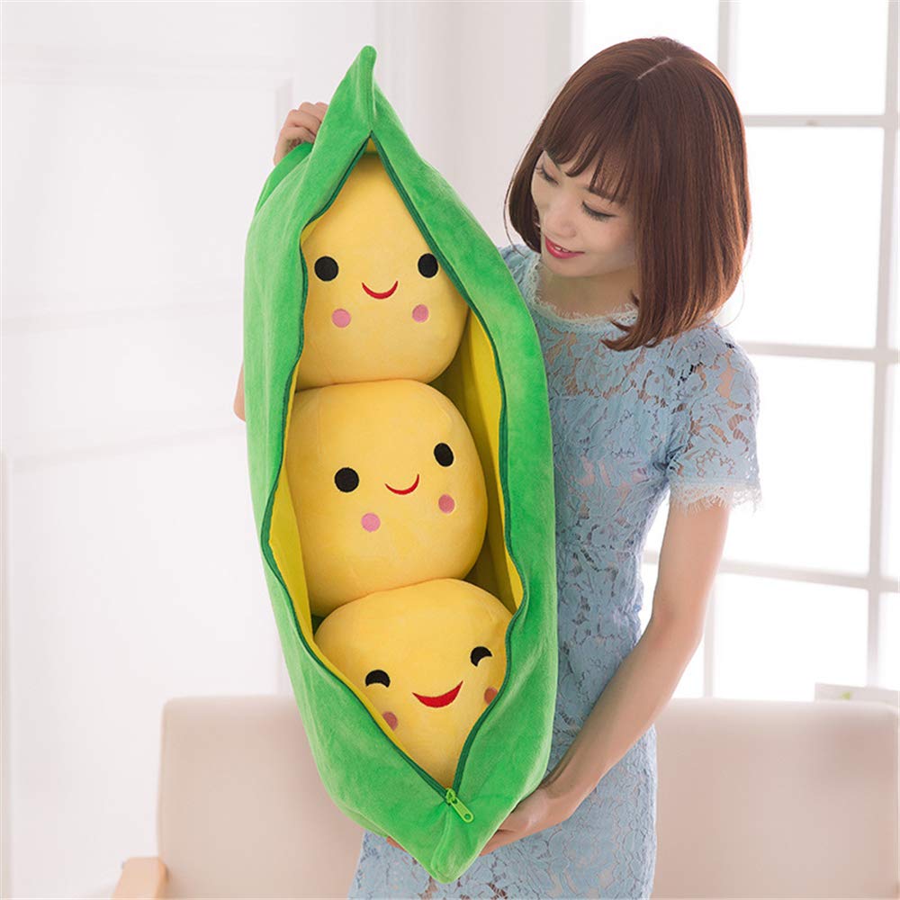Giant Peas In A Pod Plush Toy Pea Pod Pillow Cute Pea Stuffed Toys Plant Doll Various Sizes (Yellow Beans,15.7'/40Cm)