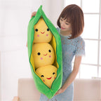 Giant Peas In A Pod Plush Toy Pea Pod Pillow Cute Pea Stuffed Toys Plant Doll Various Sizes (Yellow Beans,15.7'/40Cm)