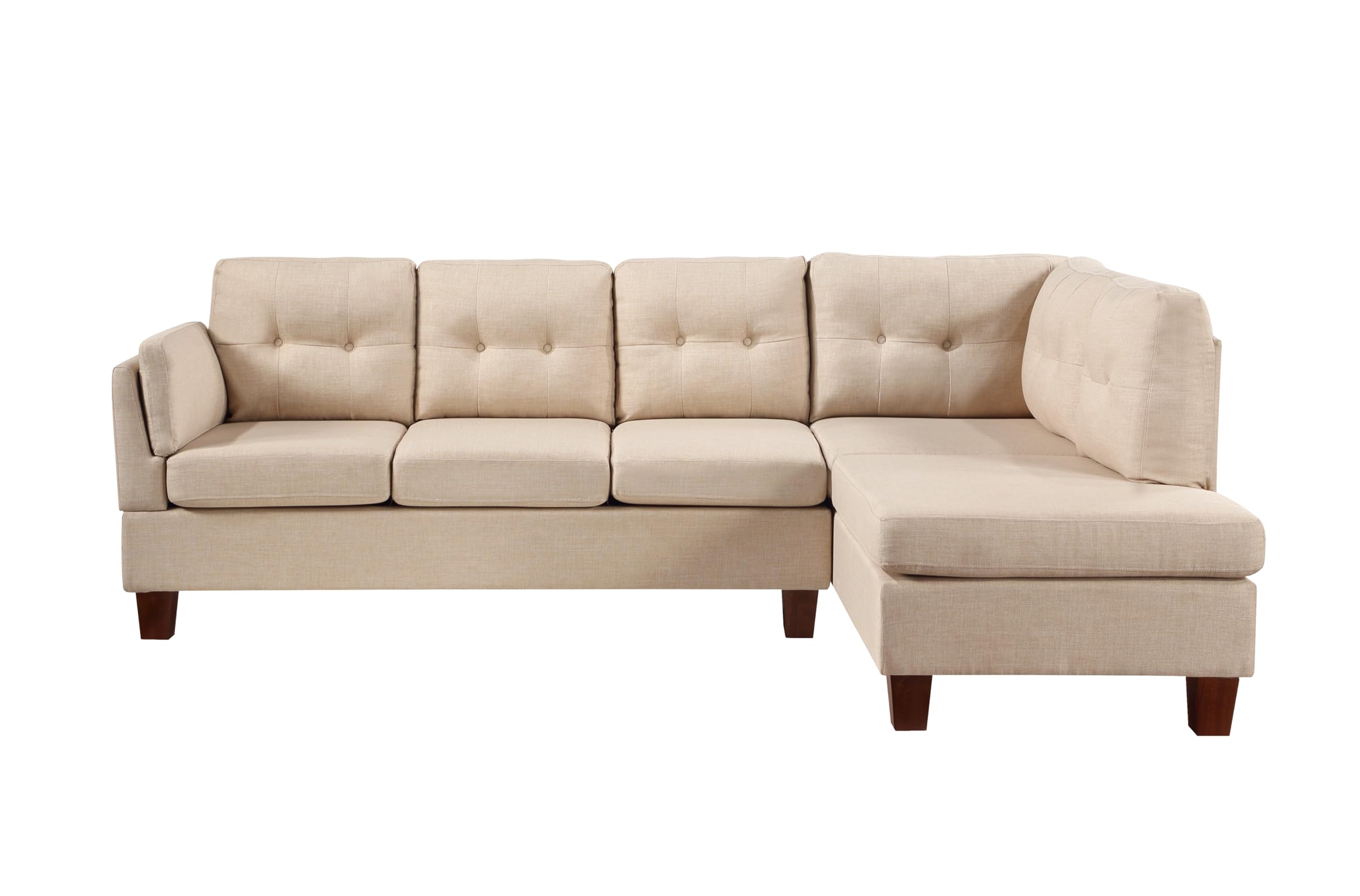 Dalia Khaki Linen Modern Sectional Sofa - Thumbnail 3