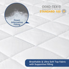 Moonsea Split California King Mattress Protector Pad, Absorbent Quilted Microfiber, White, 2 x (36" x 84")