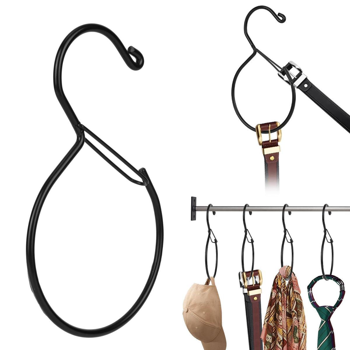 4pcs Belt Hanger for Closet, Belt Holder Tie & Scarf Organizer Rack for Ties Scarves Bags Purses and Hats Accessories Keeps Ward