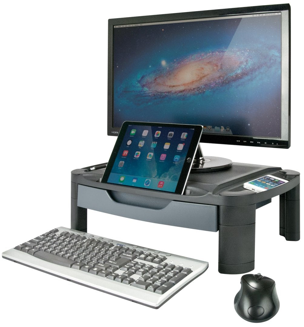 Aidata MR-1002G Height Adjustable Professional Monitor Printer Stand with Drawer