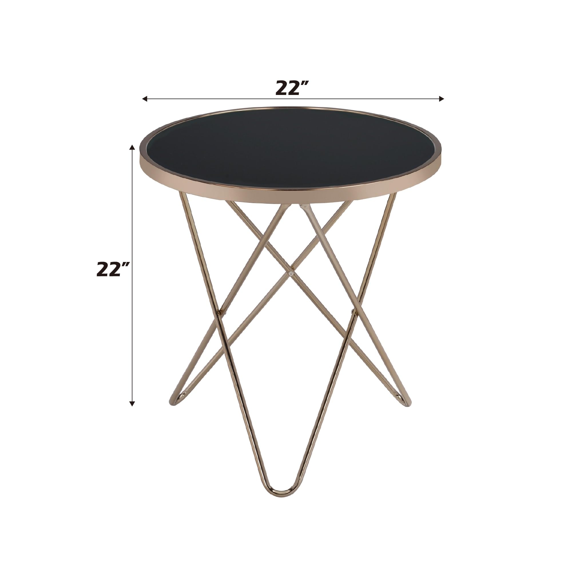 Acme Valora End Table In Black Glass And Champagne