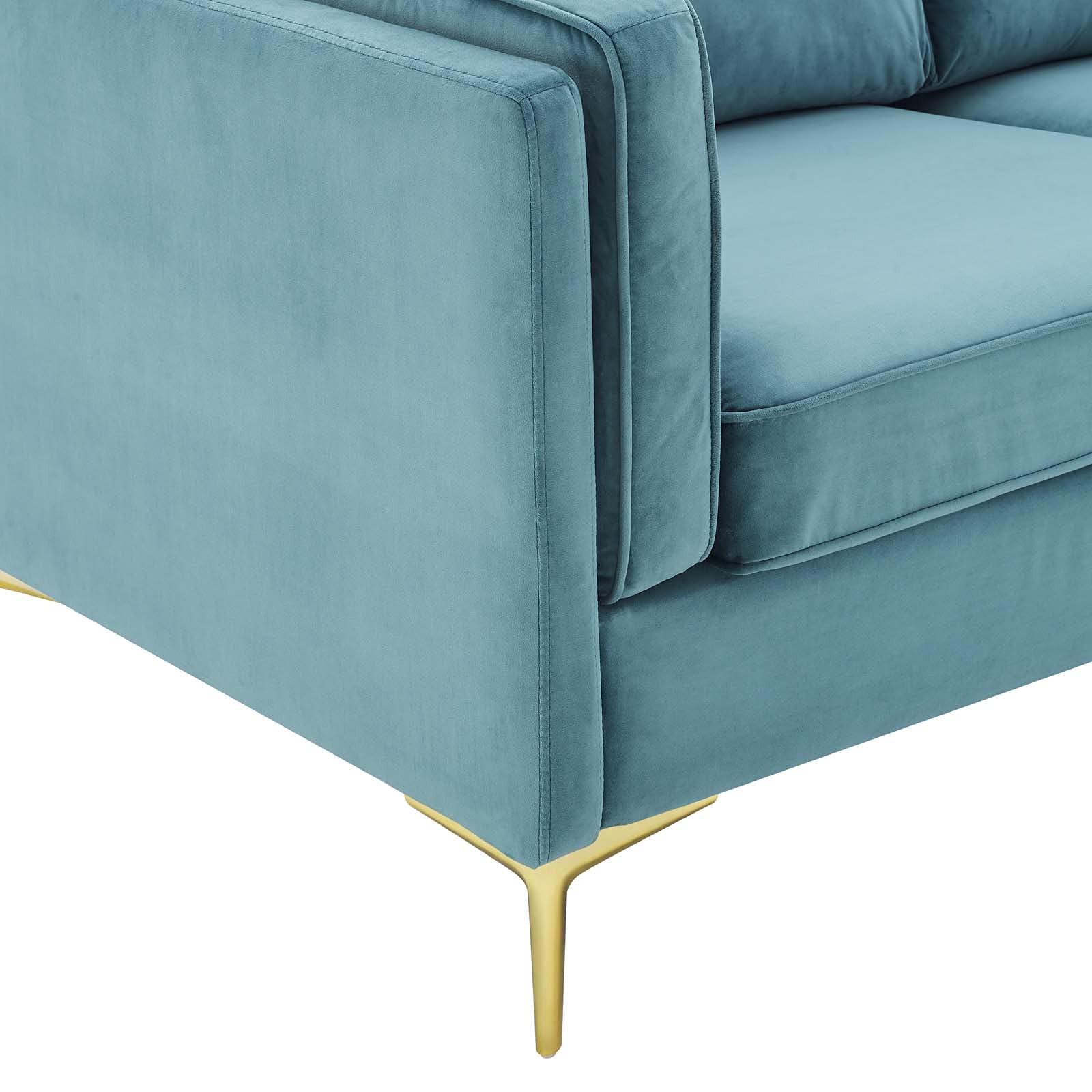 Modway Kaiya Performance Velvet Sofa, 32 x 71 x 33.5, Sea Blue