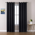 ChrisDowa Grommet Blackout Curtains for Bedroom and Living Room - 2 Panels Set Thermal Insulated Room Darkening Curtains (Black,