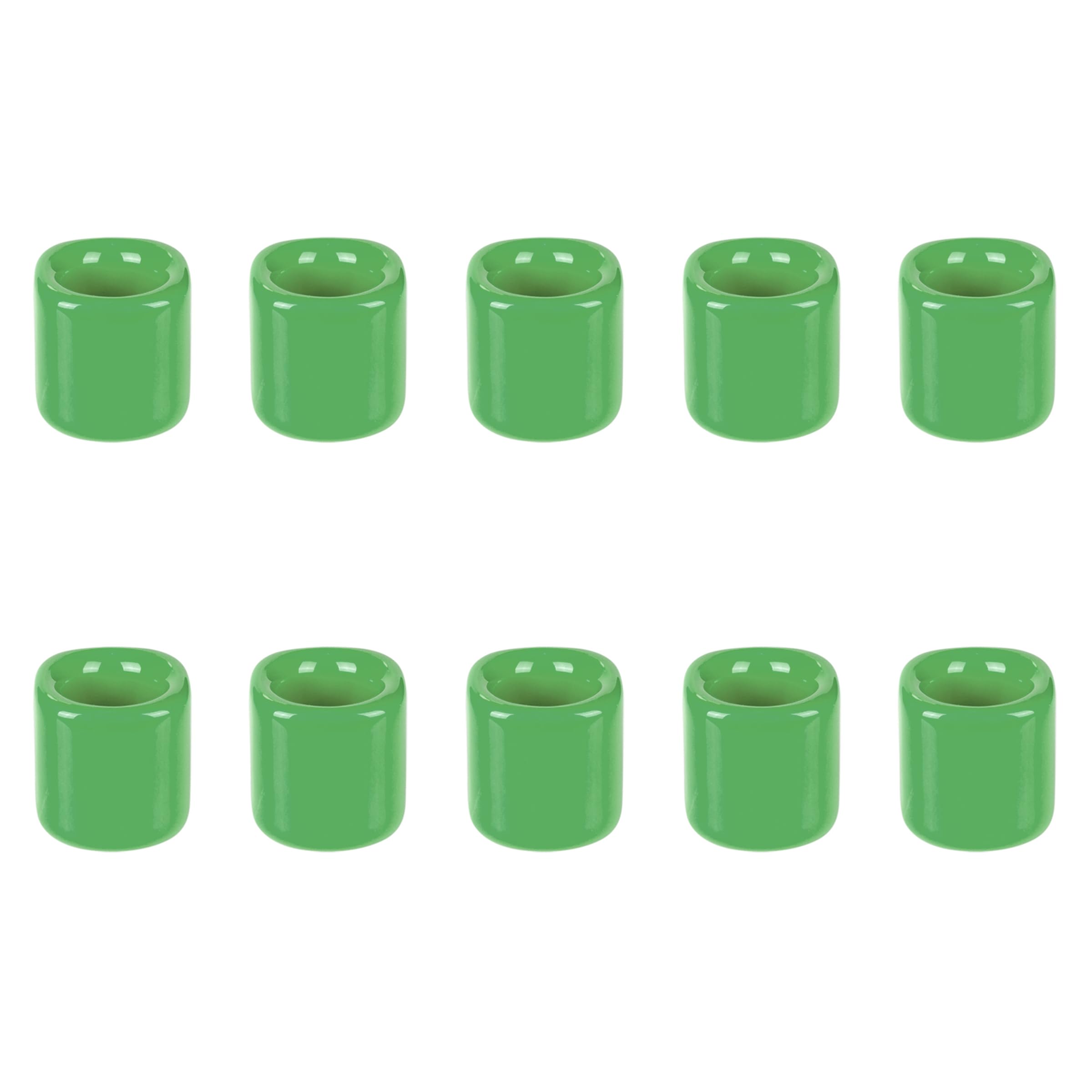 Mega Candles 10 pcs Light Green 1/2 Inch Diameter Ceramic Chime Ritual Spell Candle Holders, Great for Casting Chimes, Meditatio