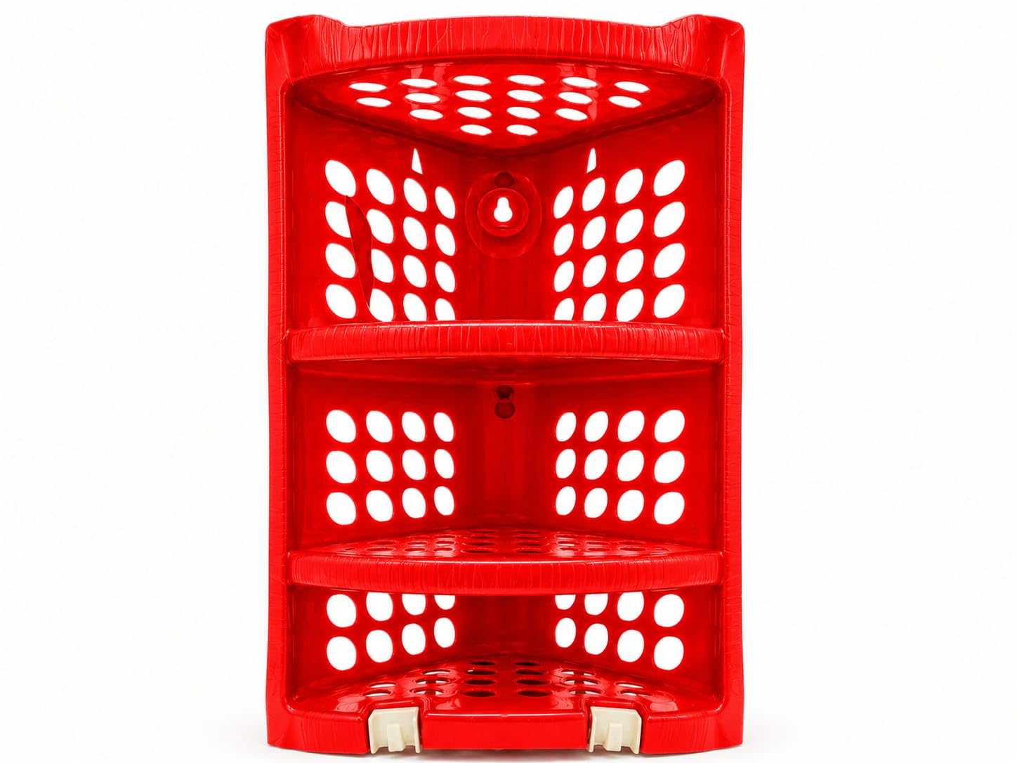 3Tier Plastic Corner Rack Shelf Organiser, Red