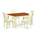 East West Furniture WEPL5-BMK-C 5 Piece Kitchen Table Set for 4 Includes a Rectangle Dining Room Table with Butterfly Leaf and 4 Linen Fabric Upholstered Chairs, 42x60 Inch, Buttermilk & Cherry