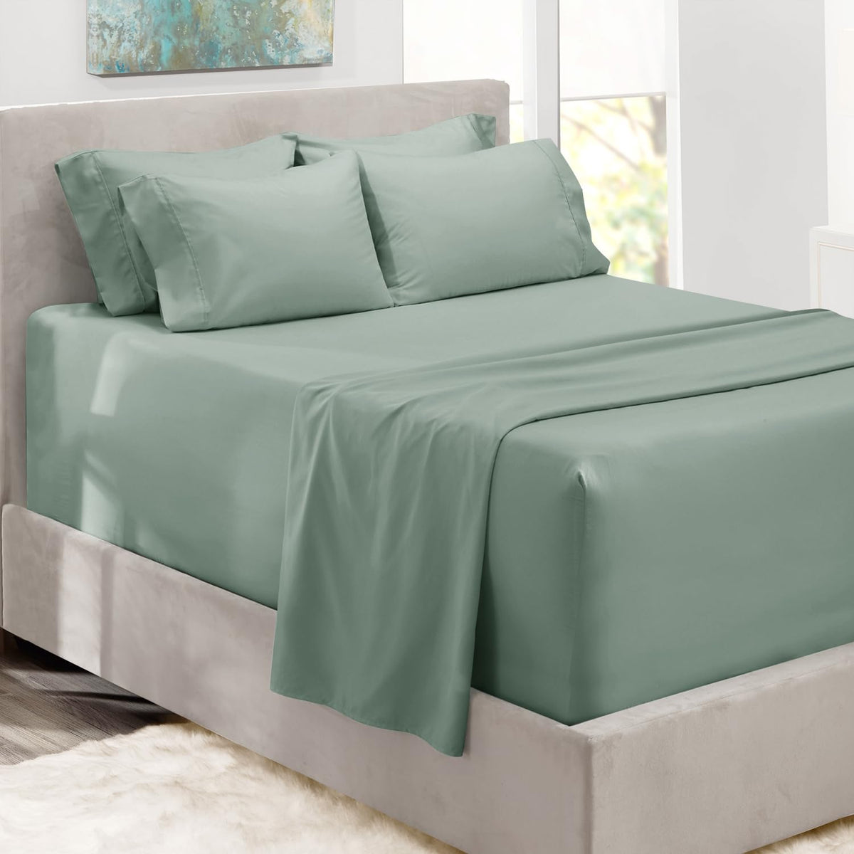 Hearth & Harbor Extra Deep Pocket Cal King Size Sheets Sets - Fits Mattress 18-24 Inches Deep - Extra Deep Pocket Sheets - 6 Pie