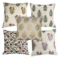 Pink Parrot Cotton Multi Colour Gold PrintCushion Cover With Zipper 18X18 InchSet Of 5 Pcs