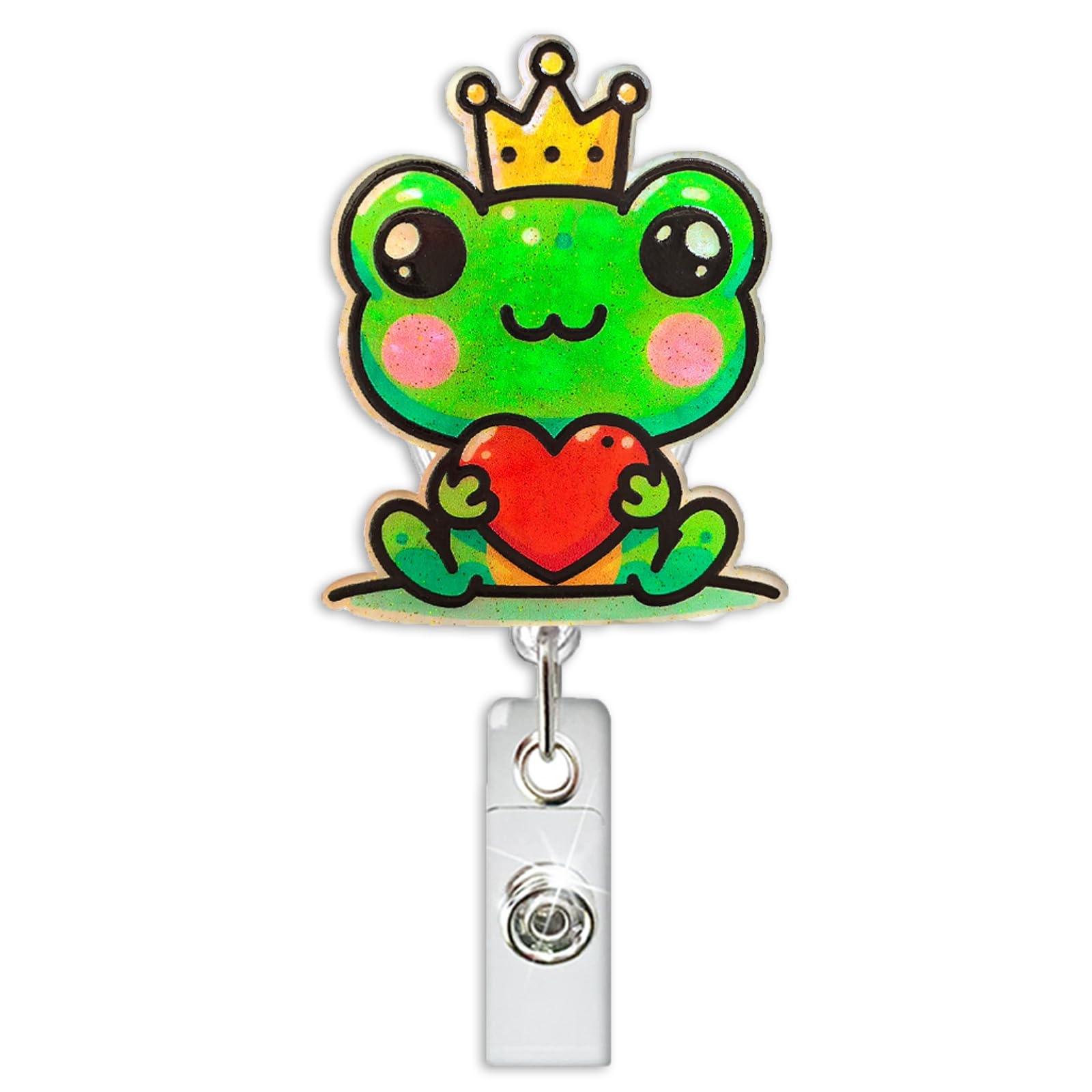Valentines Day Love Frog Prince Retractable Badge Holder Valentines Funny Retractable Badge Reel Cute Frog Prince Name Tag Acryl