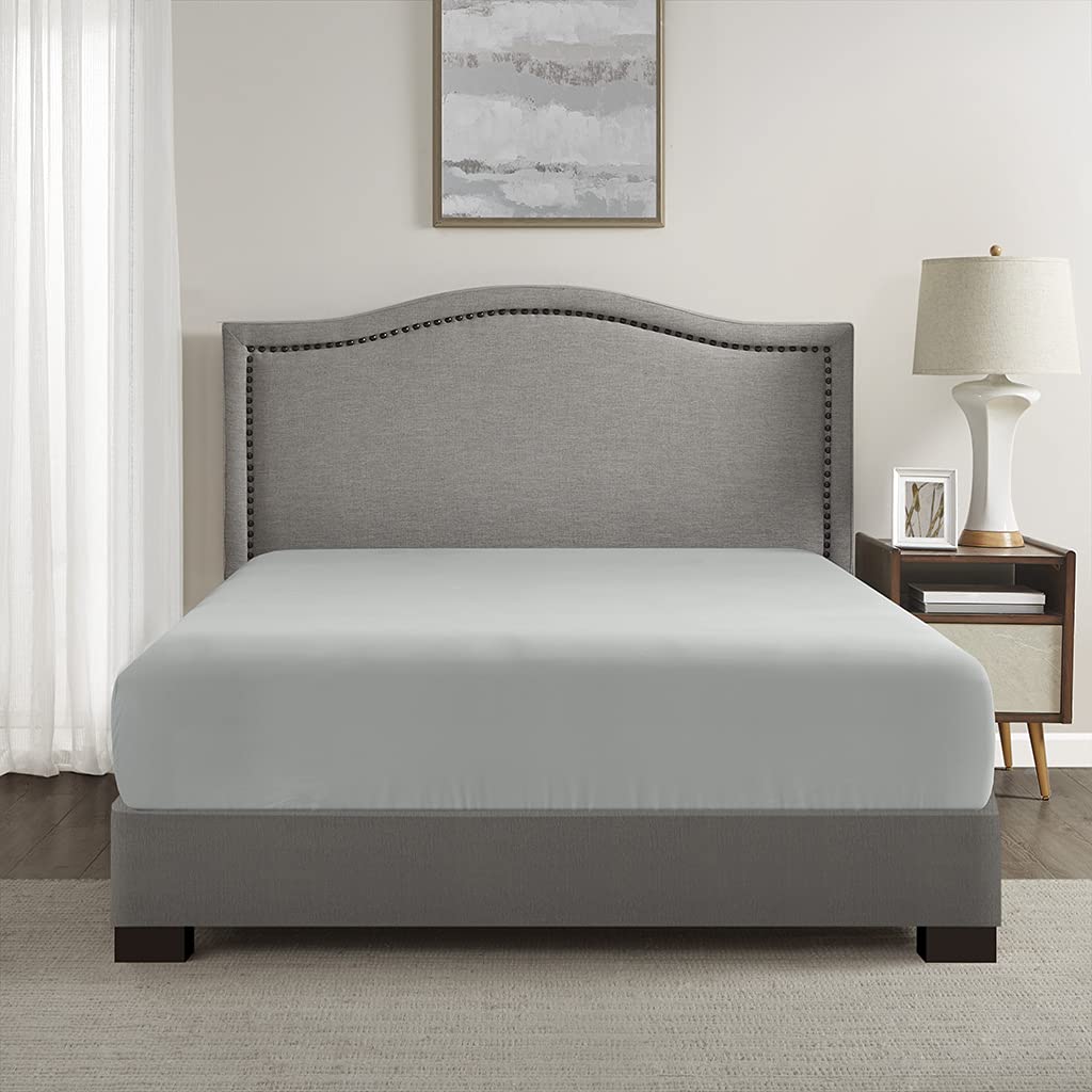 Comfort Spaces Coolmax Moisture Wicking Fitted Sheet Only Super Soft, Fade Resistant, All Elastic Deep Pocket Fits Up To 16' Mattress - Warm Weather Cooling Sheets For Night Sweats, Twin, Grey