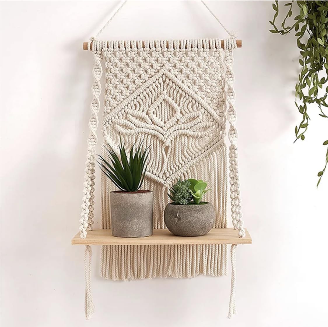 Aiza Decor |Ad03 | Macrame Wall Hanging Shelf |Handmade Macrame Plant Hanger | Decorative Wall Hanging For Indoor And Outdoor U