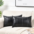 Fancy Homi 2 Packs Black Lumbar Faux Leather Decorative Throw Pillow Covers 12x20 Inch for Living Room Couch Bed Sofa, Boho Farm