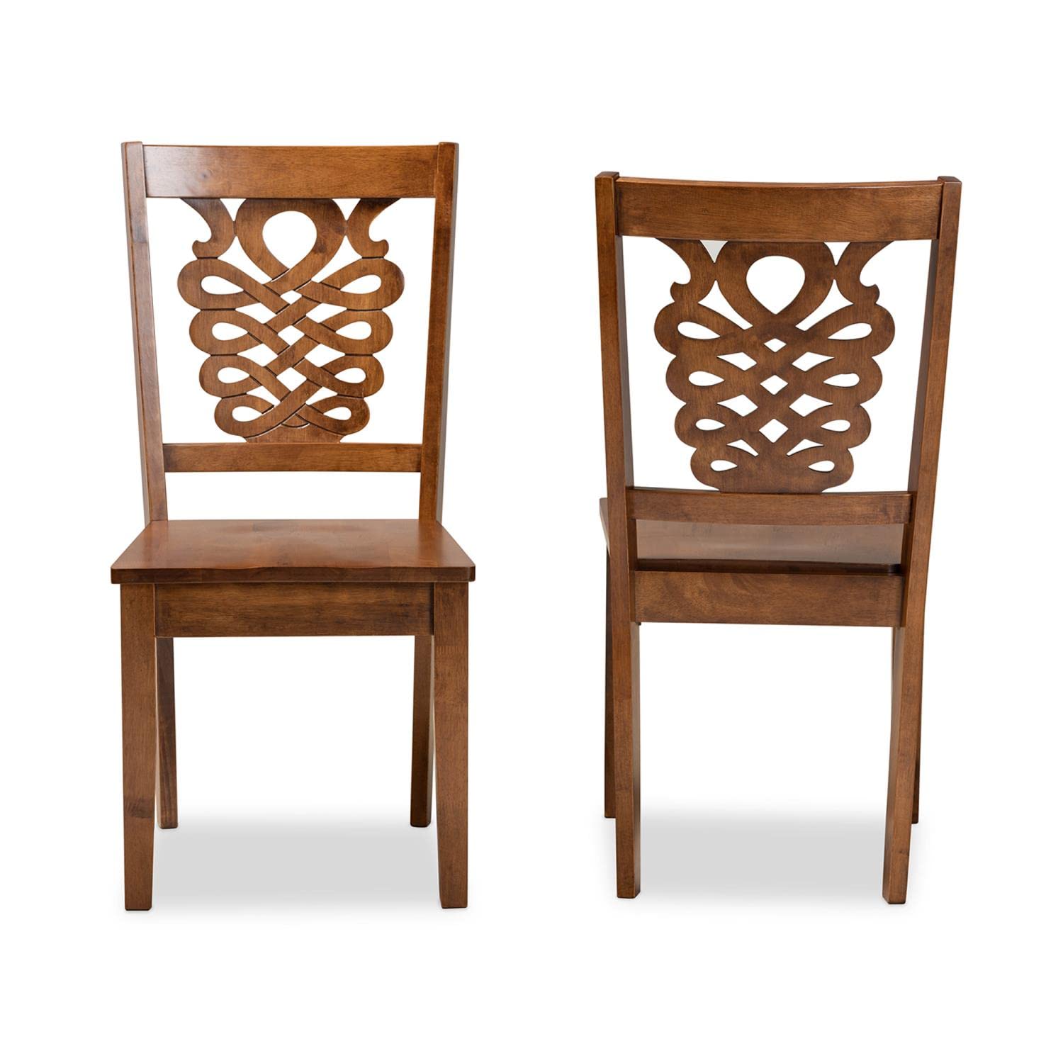 Baxton Studio Gervais Modern and Contemporary Transitional Walnut Brown Finished Wood 2-Piece Dining Chair Set