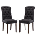 COLAMY Button Tufted Dining Chairs Set of 2, Parsons Upholstered Fabric Dining Room Chairs Kitchen Chairs with Wood Legs and Pad