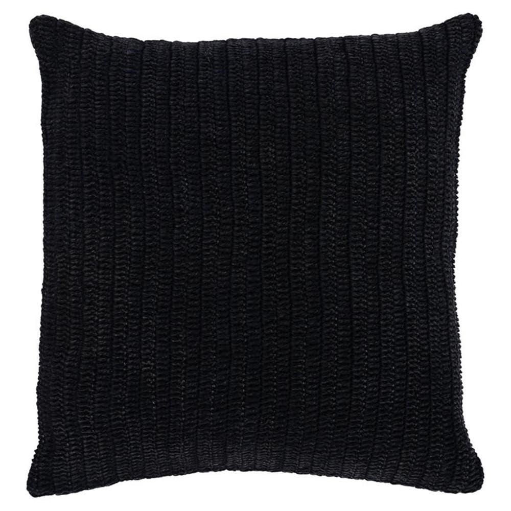 Kosas Home Marcie 22X22 Knit Belgian Flax Linen Fabric Throw Pillow In Black