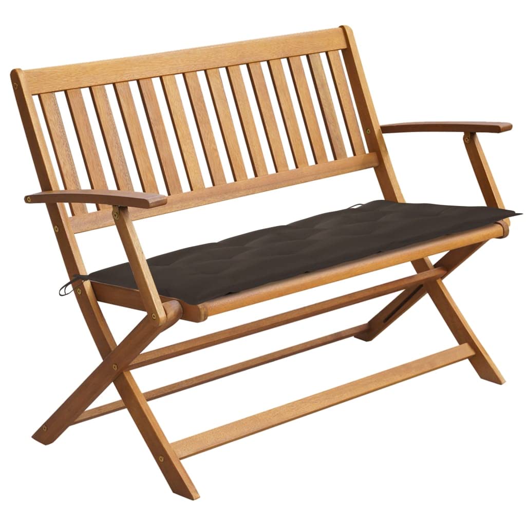 Solid Acacia Wood Patio Bench with Waterproof Cushion