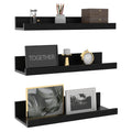Giftgarden 16 Inch Black Floating Shelves for Wall Mount, Woodgrain Wall Shelf Ledge for Bathroom Bedroom Kitchen Living Room Of