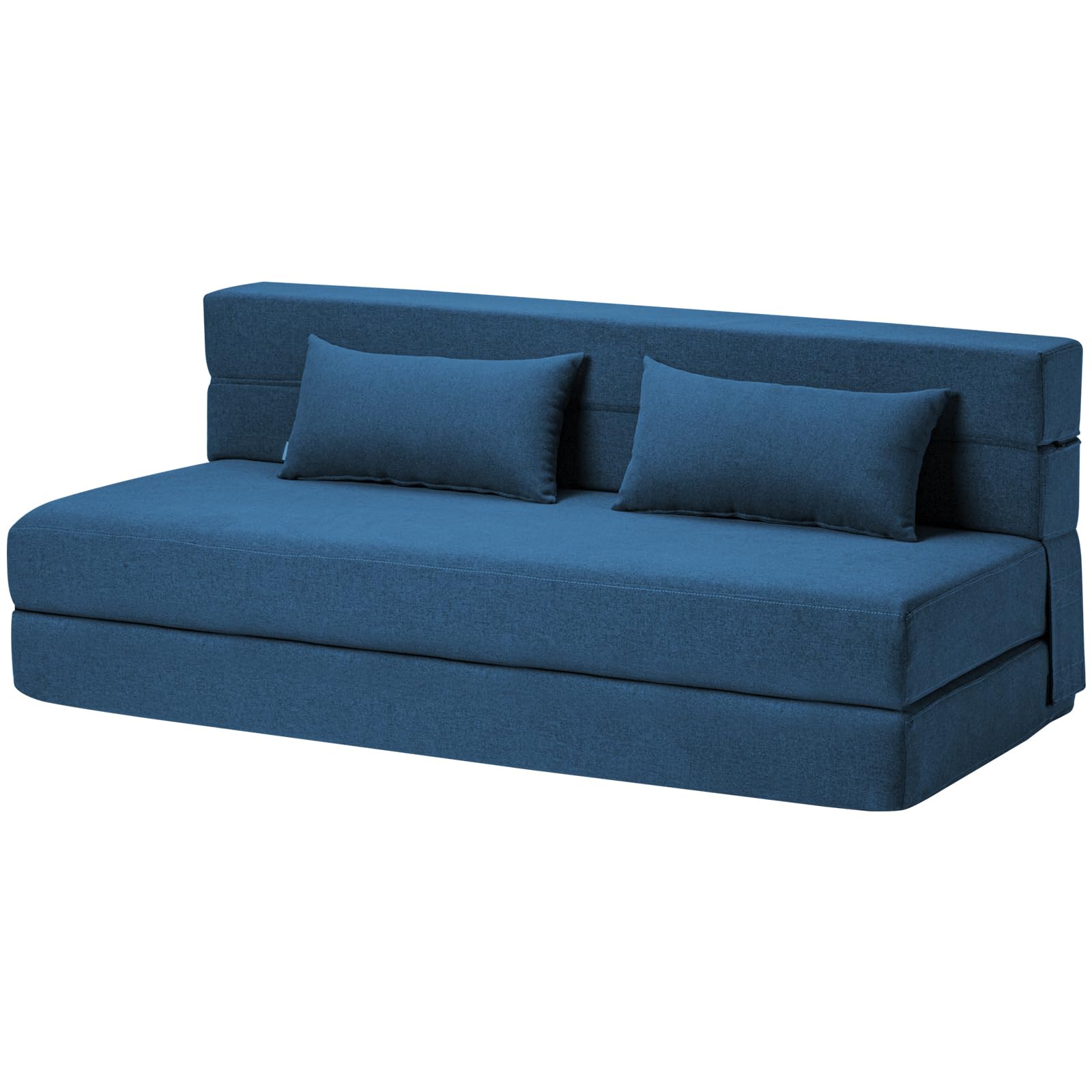 Suyols Folding Sofa Bed With Pillows - Convertible Chair Floor Couch & Sleeping Mattress - Foldable Memory Foam Sleeper For Living Room/Dorm/Guest Room/Home Office/Apartment/Upstairs Loft, Light Blue