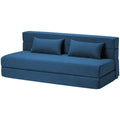 Suyols Folding Sofa Bed With Pillows - Convertible Chair Floor Couch & Sleeping Mattress - Foldable Memory Foam Sleeper For Living Room/Dorm/Guest Room/Home Office/Apartment/Upstairs Loft, Light Blue
