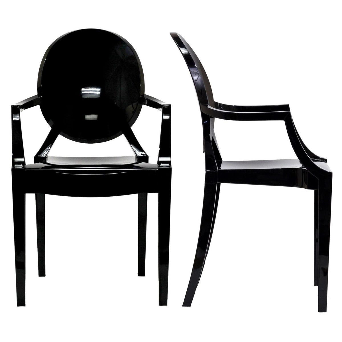 Modway Casper Modern Acrylic Stacking Two Dining Armchairs In Black