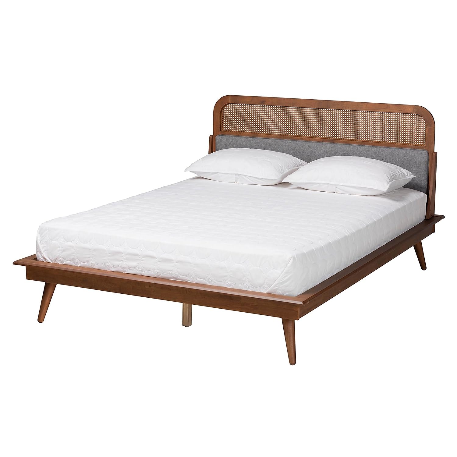 Baxton Studio Irina Platform Bed, Queen, Grey/Ash Walnut (235-12775-HiT)