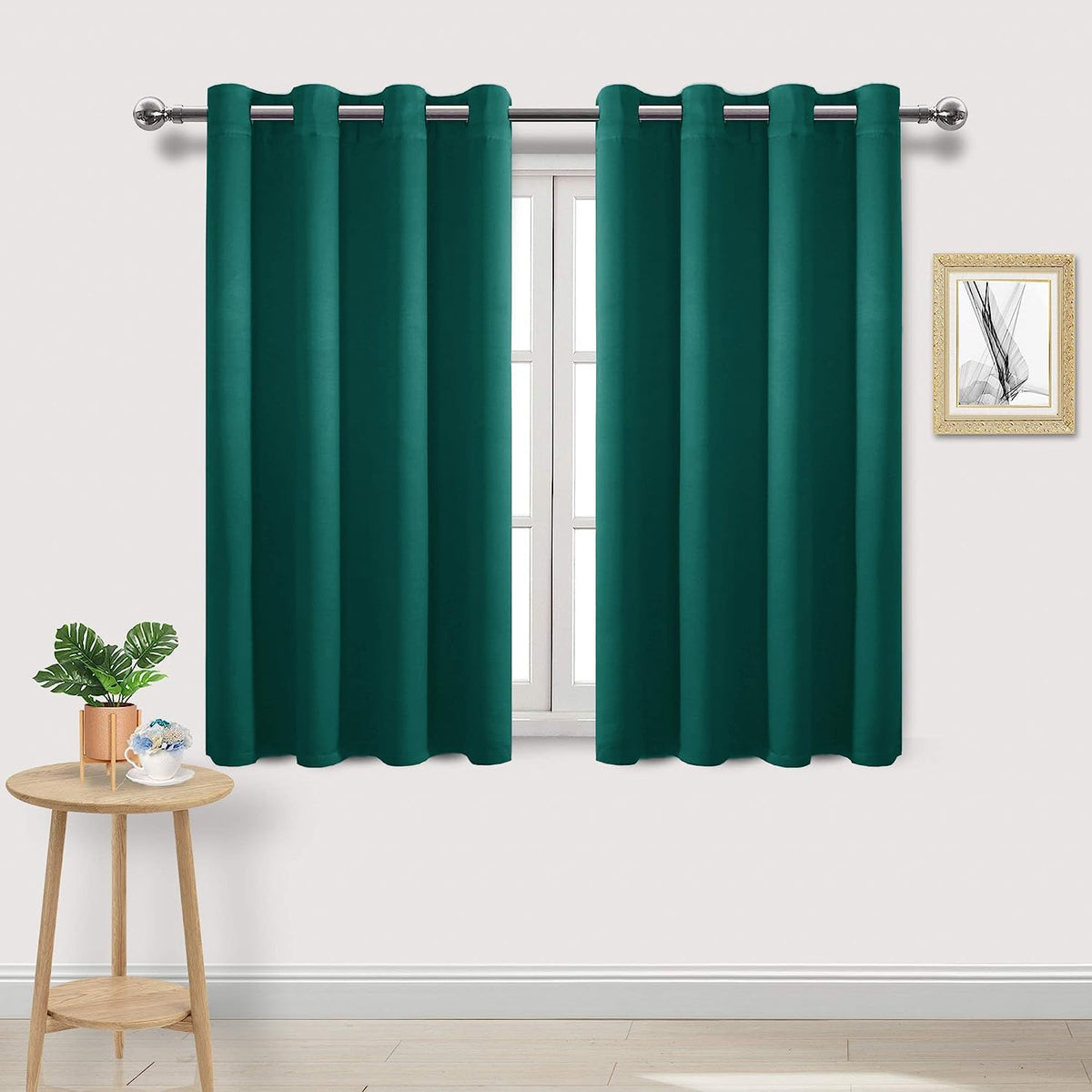 Dwcn Christmas Curtains For Living Room, Blackout Curtains 45 Inch Length, Short Curtains For Small Window, Noise Emerald Greenu