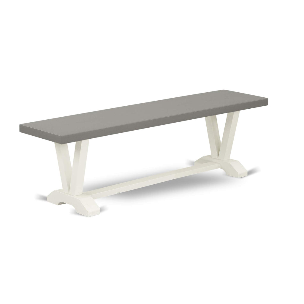 East West Furniture V2-096 3 Piece Dining Room Table Set Contains a Rectangle Kitchen Table with V-Legs and 2 Dining Bench, 36x60 Inch, Multi-Color
