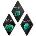 3 Pcs Teal Wall Decor Teal Rose Bathroom Decor Farmhouse Turquoise Bathroom Inspirational Wood Office Wall Art with Accept Let G