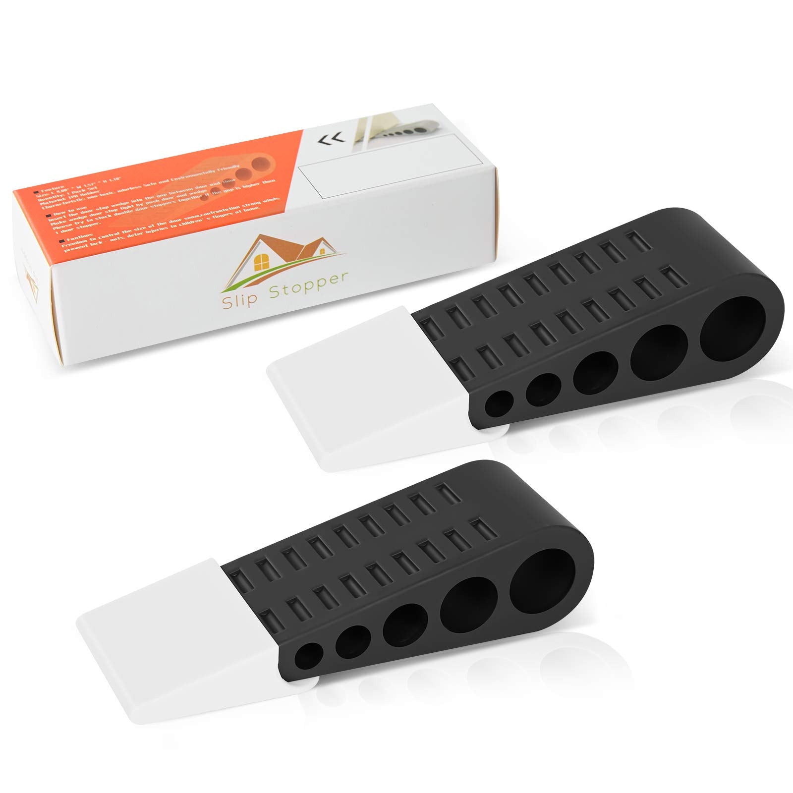 Slipstopper Door Stoppers, Anti-Slip Rubber Door Stop With Holder, Door Stops For Bottom Of Door, Works On All Floor Types
