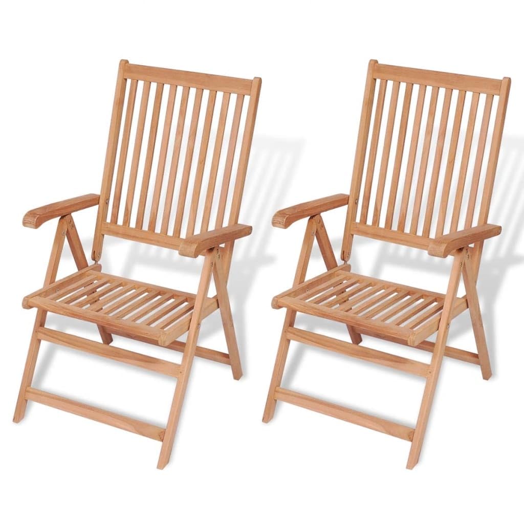 vidaXL 6 pcs Patio Chairs - Adjustable Reclining Outdoor Furniture - Classic Design - Fine Sanded Teak Hard Wood - Weather Resistant - Foldable & Lightweight