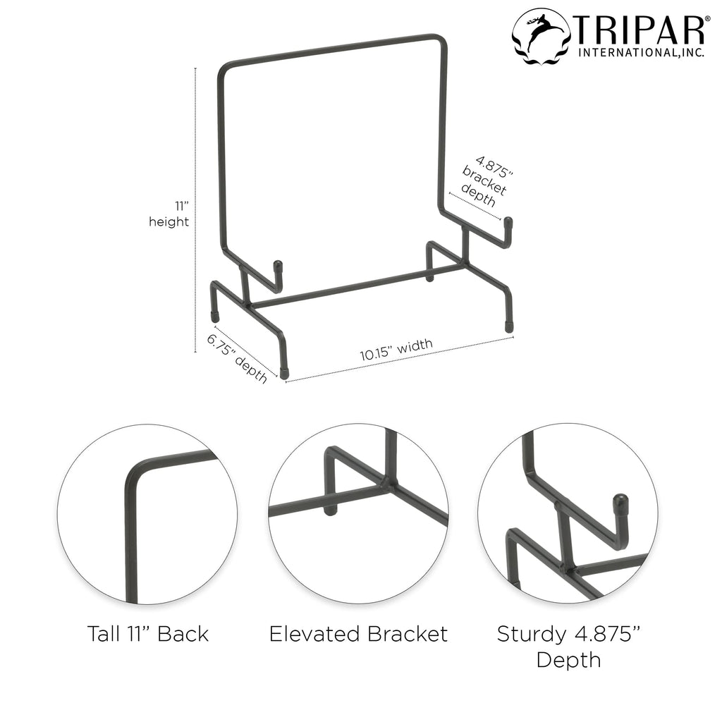 Tripar 11 Inch Black Metal Display Stand Easel For Bowl And Platters, Cookbooks, Pictures, Deep Dishes