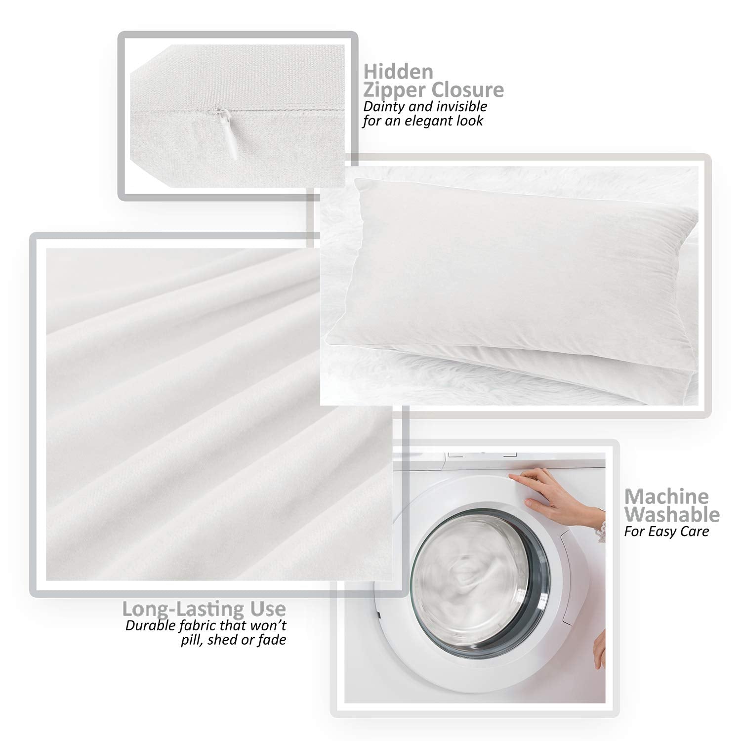 Nestl Throw Pillow Covers, Cozy Velvet Decorative Pillow Covers 12 X 20 Inches, Soft Solid Couch Pillow Covers For Sofa, Bed And Car, Set Of 4 - White