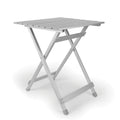 Camco 19.5 By 20 By 24.25 Inch Large Durable Aluminum Fold Away Multi Use Outdoor Side Table For Rvs, Campsites, Picnics, And Patios, Silver