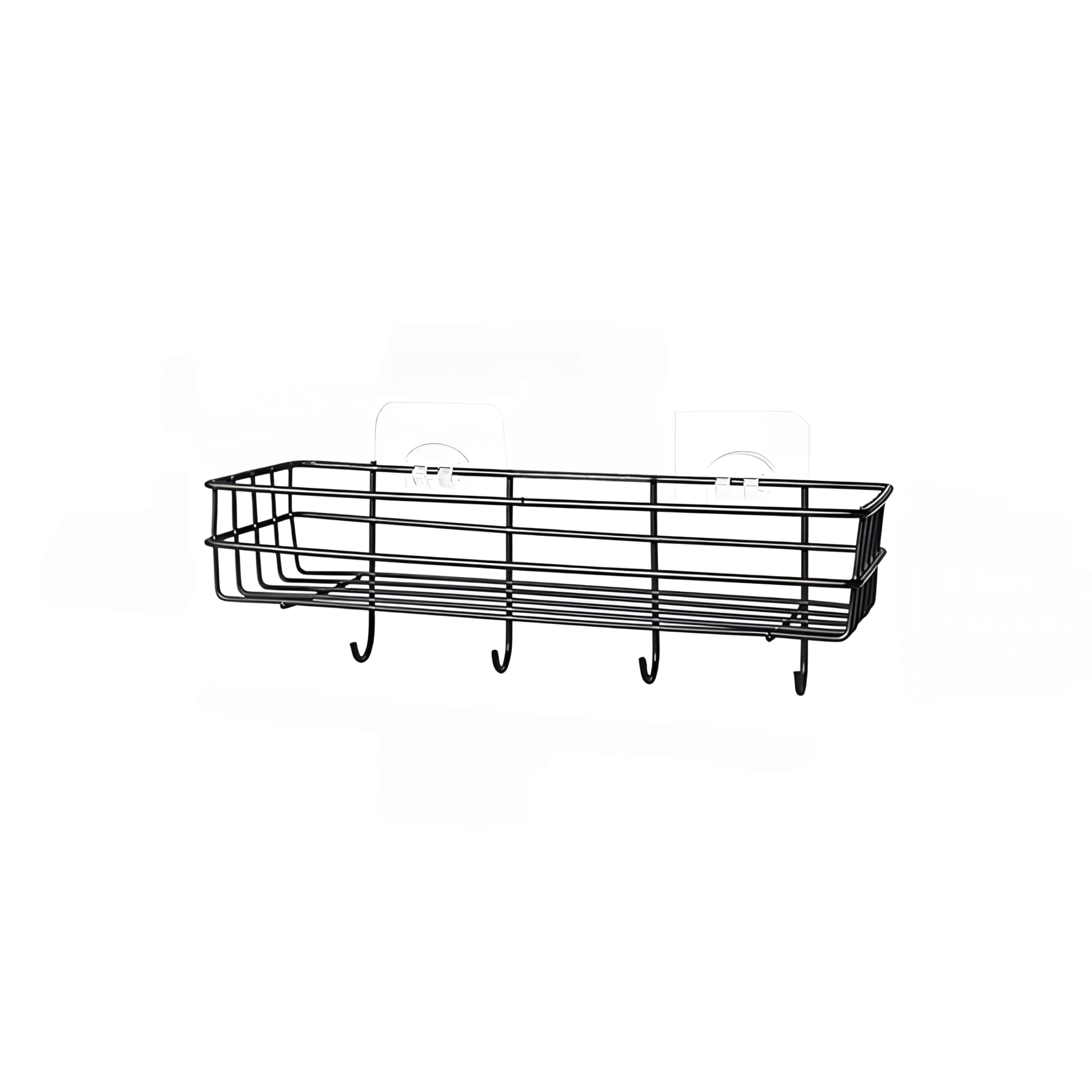 Pack 2, Wall Mounted Bathroom Shelf Organiser With Hooks, Black,Storage Rack For Home & Kitchen Use