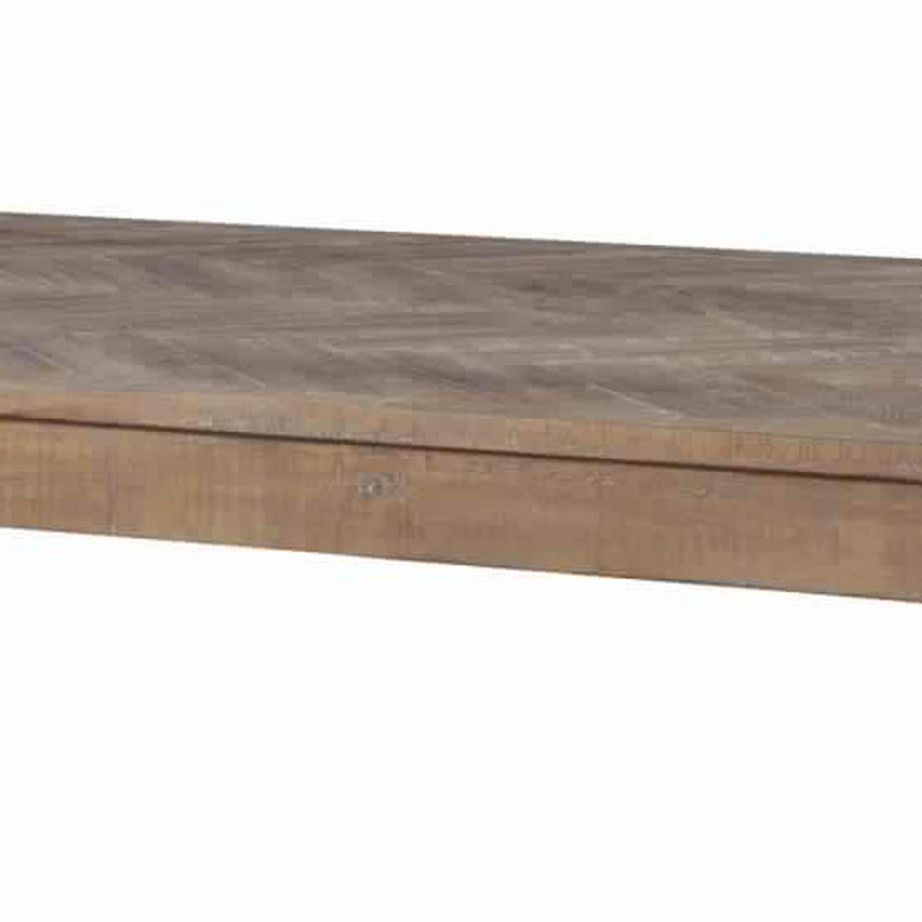 Benjara Rectangular Wooden Dining Table with Block Legs, Brown