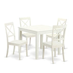East West Furniture OXBO5-LWH-W 5 Piece Modern Dining Table Set Includes a Square Wooden Table and 4 Dining Chairs, 36x36 Inch, Linen White