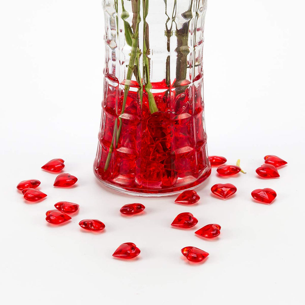 Red Acrylic Heart Translucent Hearts Shaped Crystals Gems For Table Scatter, Valentine'S Day, Wedding, Artwork, Birthday Party D