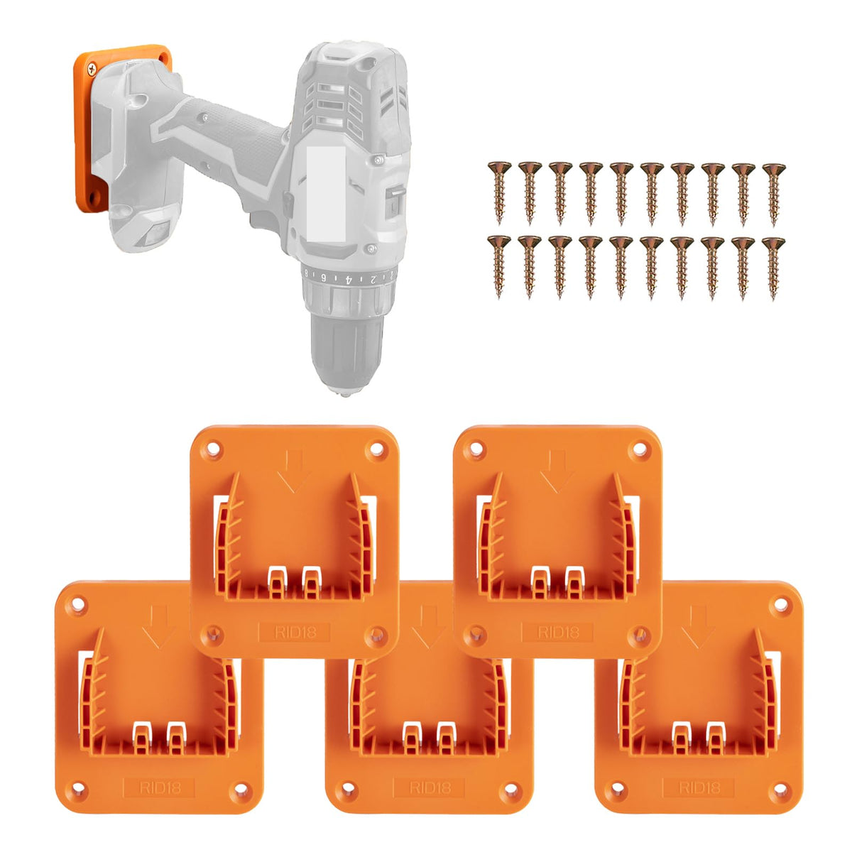 Crtbelfy Tool Holder Mount Compatible For Ridgid 18V Drill Tool Hanger Power Tool Storage -5 Pack