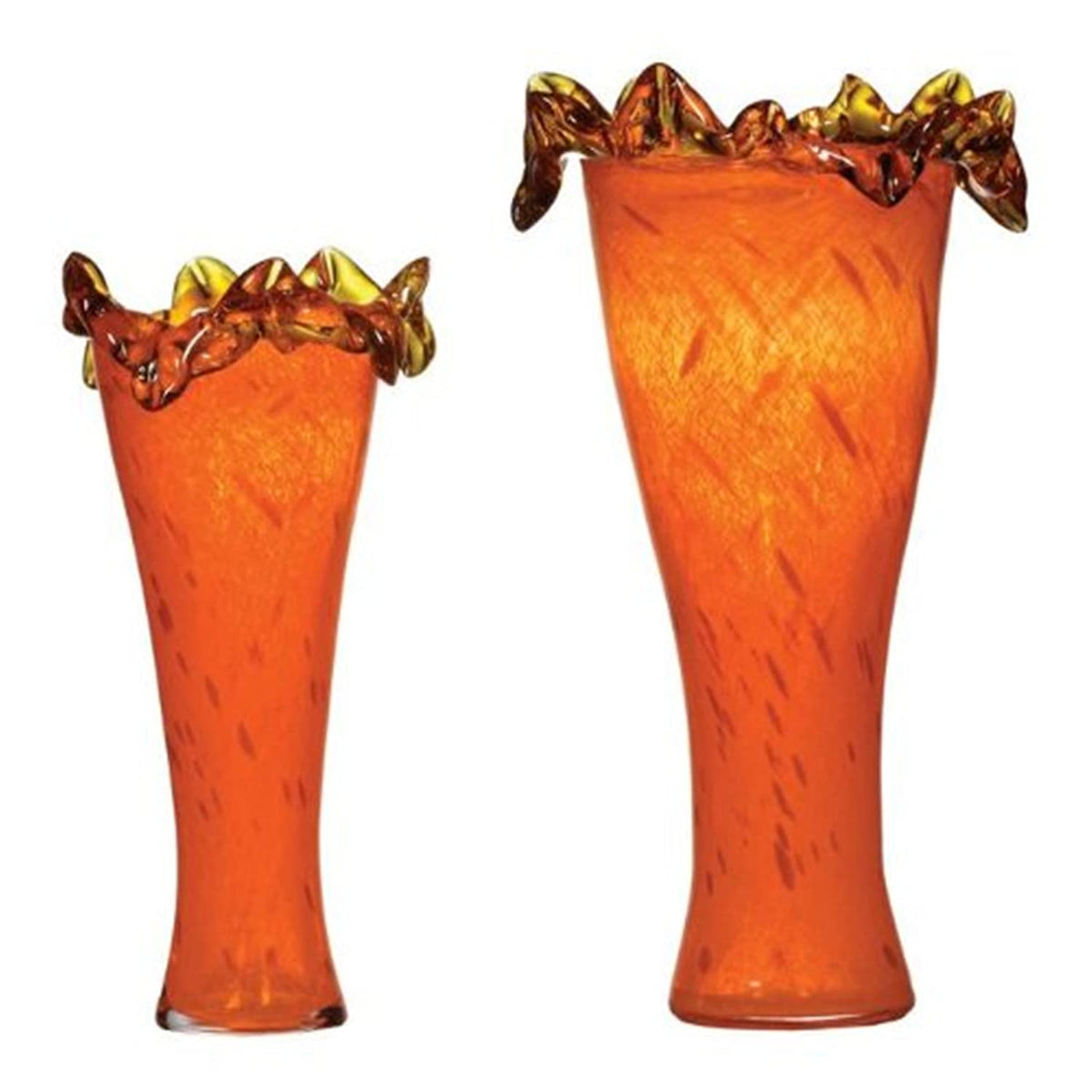 Ok Lighting Tangerine Colored Glass Vase Set,Orange