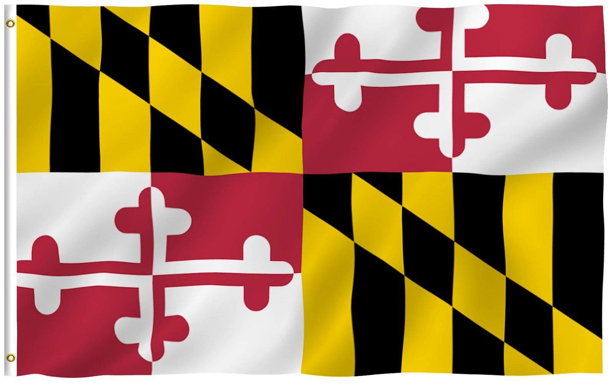 Anley Fly Breeze 3X5 Foot Maryland State Polyester Flag - Vivid Color And Fade Proof - Canvas Header And Double Stitched - Maryl