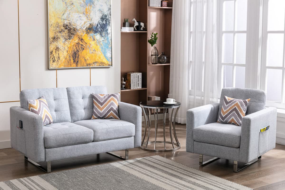 Lilola Home Victoria Loveseat Chair Living Room Set