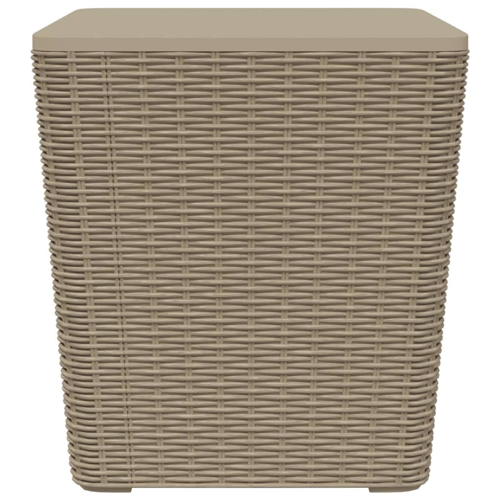 Vidaxl Rectangular Patio Table With Storage Compartment - Lightweight, Weather-Resistant Outdoor Side Table With Removable Lid - Imitation Rattan Design - Easy Assembly Required - Light Brown Poly...