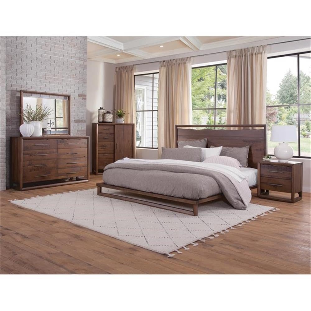 Steve Silver Lofton 4-Piece Queen Size Mocha Brown Wood Bedroom Set